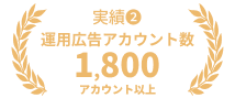 SNS広告運用アカウント数　1,800アカウント数