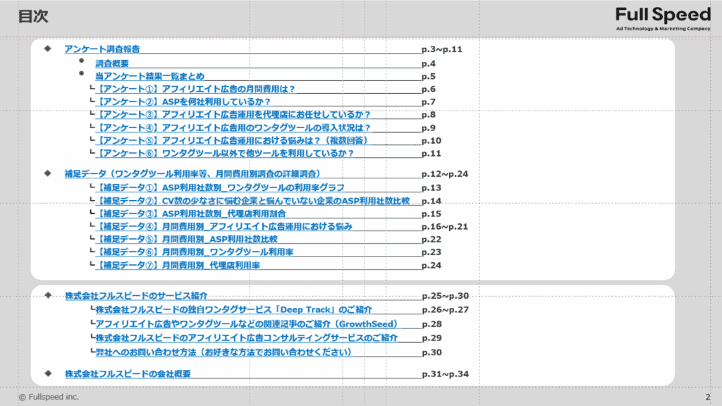 アフィリエイト広告運用者のASP利用数とワンタグツール利用率の調査(目次)