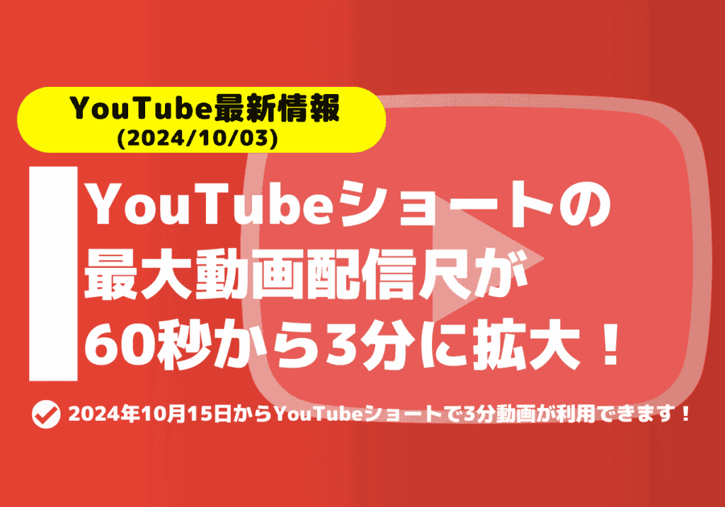 YouTubeショートの最大動画配信尺が60秒から3分に拡大！いつから利用できるか紹介！