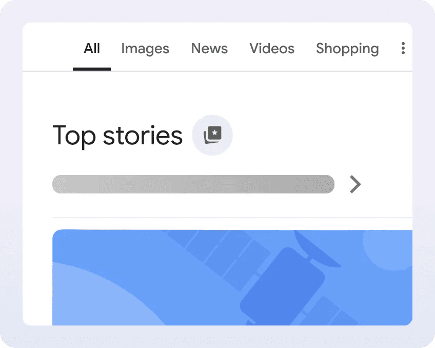 Google検索の「優先ソース」の使い方（＝設定方法）_手順1:「トップストーリー」の右側にあるアイコンをクリック