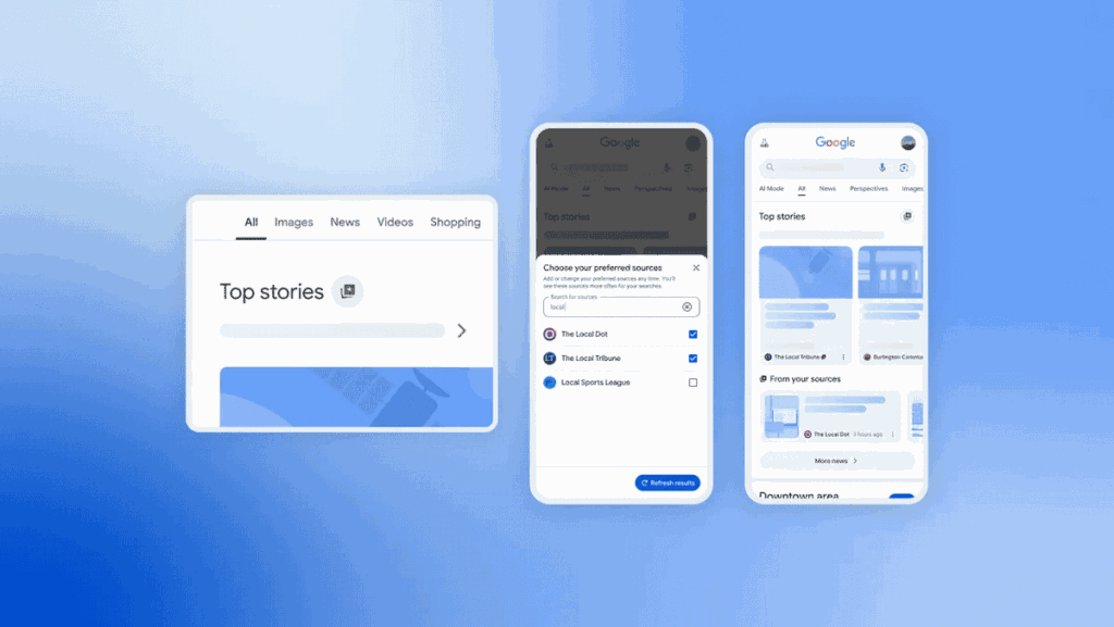 Google検索の「優先ソース」とは？(「検索画面から