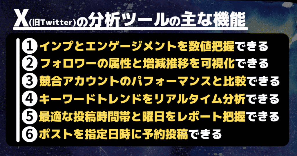 X分析ツールの主な機能6つ