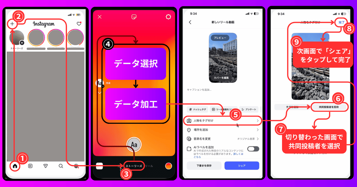 Instagramリール投稿で共同投稿者を招待する9ステップの手順