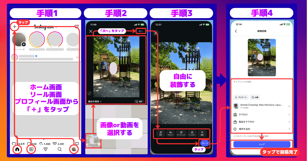 インスタのフィード投稿のやり方(4ステップで解説)