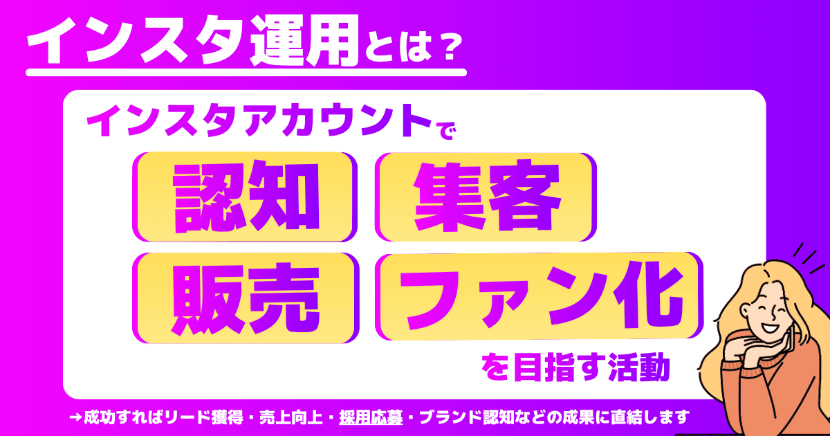 インスタ運用とはインスタアカウントで認知・集客・販売・ファン化を目指す取り組み